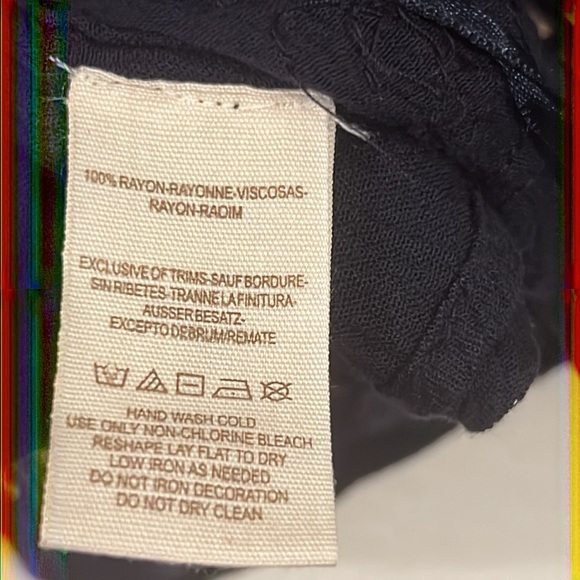 Free People navy blue beaded sleeves less & open back, snap & buckle collar top. - Picture 10 of 10